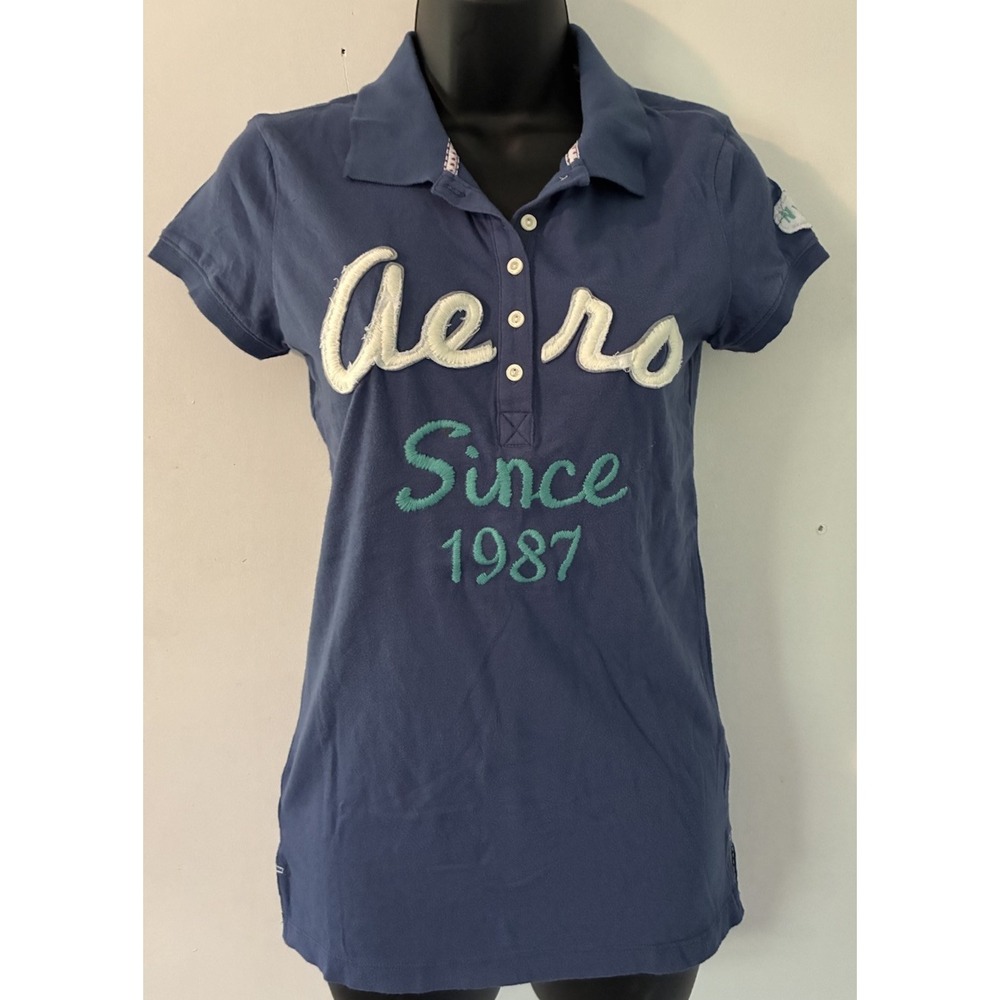 Aeropostale Blue Medium Polo Shirt 2010 NWT Aero Since 1987 Logo Pullover